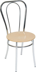 Bistro Deluxe Chair Solid Wood Seat with Chrome Frame (Each)