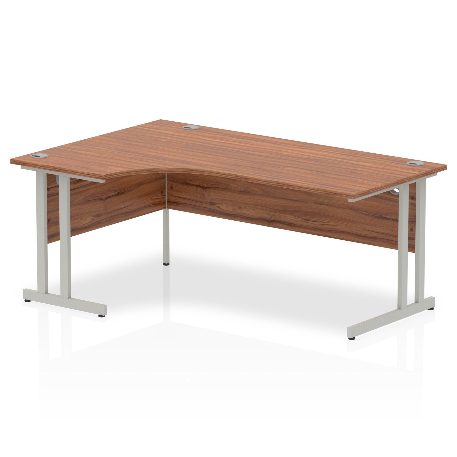 Dynamic Impulse 1800mm Left Crescent Desk Walnut Top Silver Cantilever Leg I000345 DD