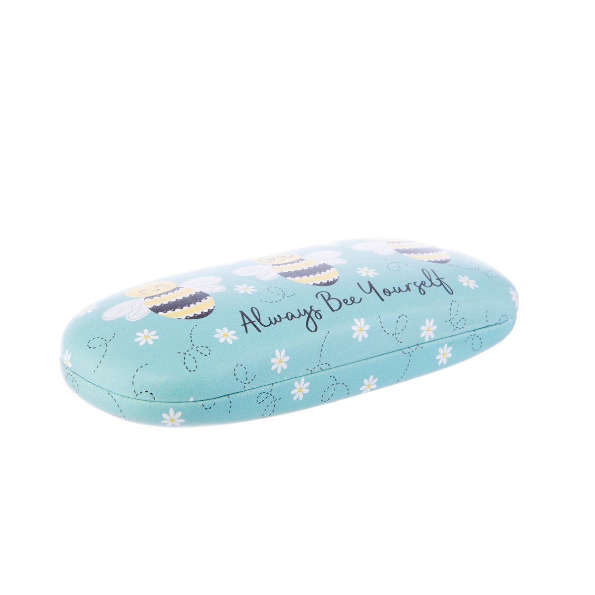 Sass & Belle Bee Happy glasses case with a cheerful bee design, soft padded exterior, and secure zipper closure for eyewear protection.