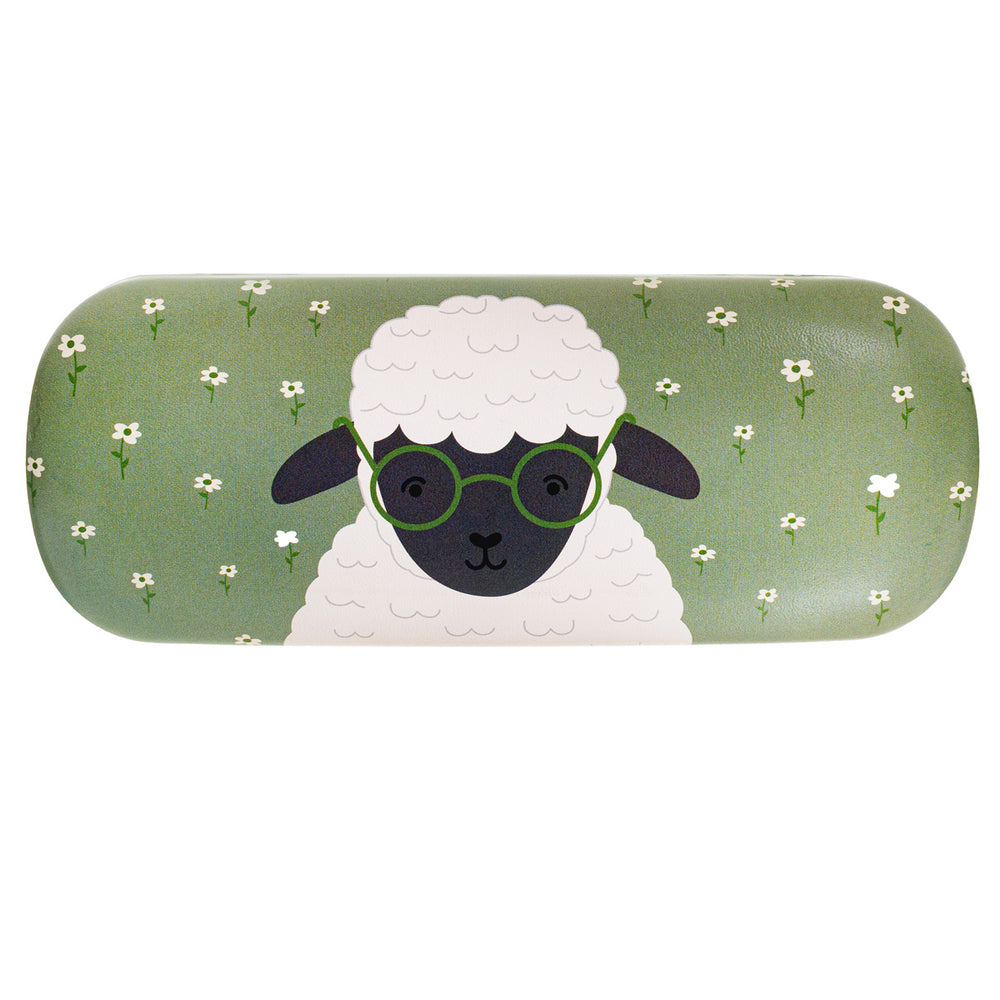 Sass & Belle sheep-shaped glasses case with a soft exterior, designed for storing and protecting eyeglasses or sunglasses.