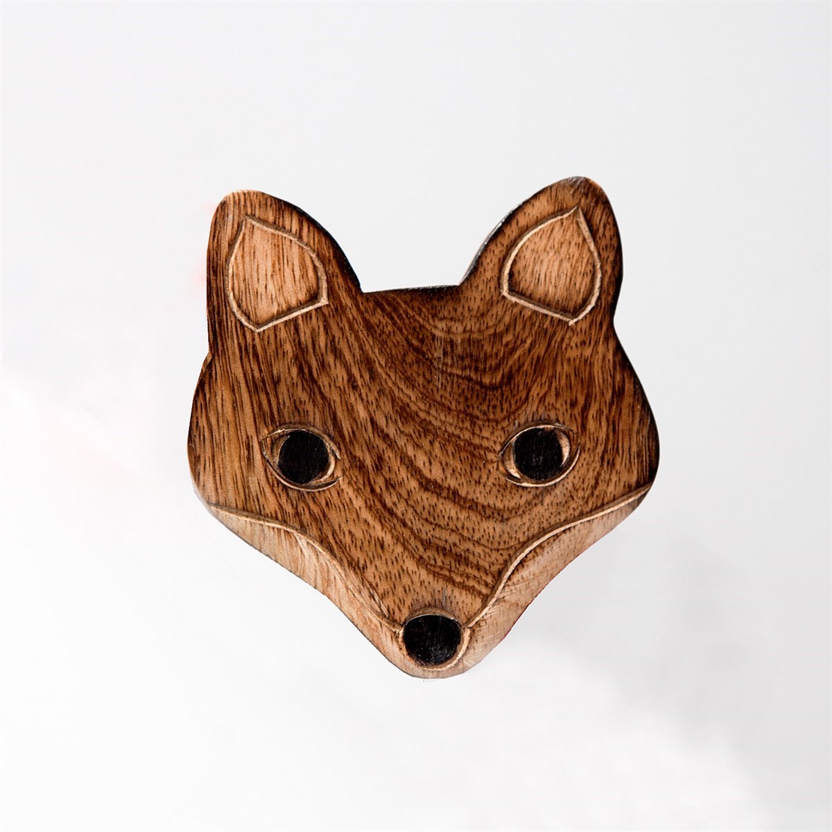 Set of six Sass & Belle wooden brown fox coasters, featuring detailed fox designs, perfect for home and kitchen tableware.
