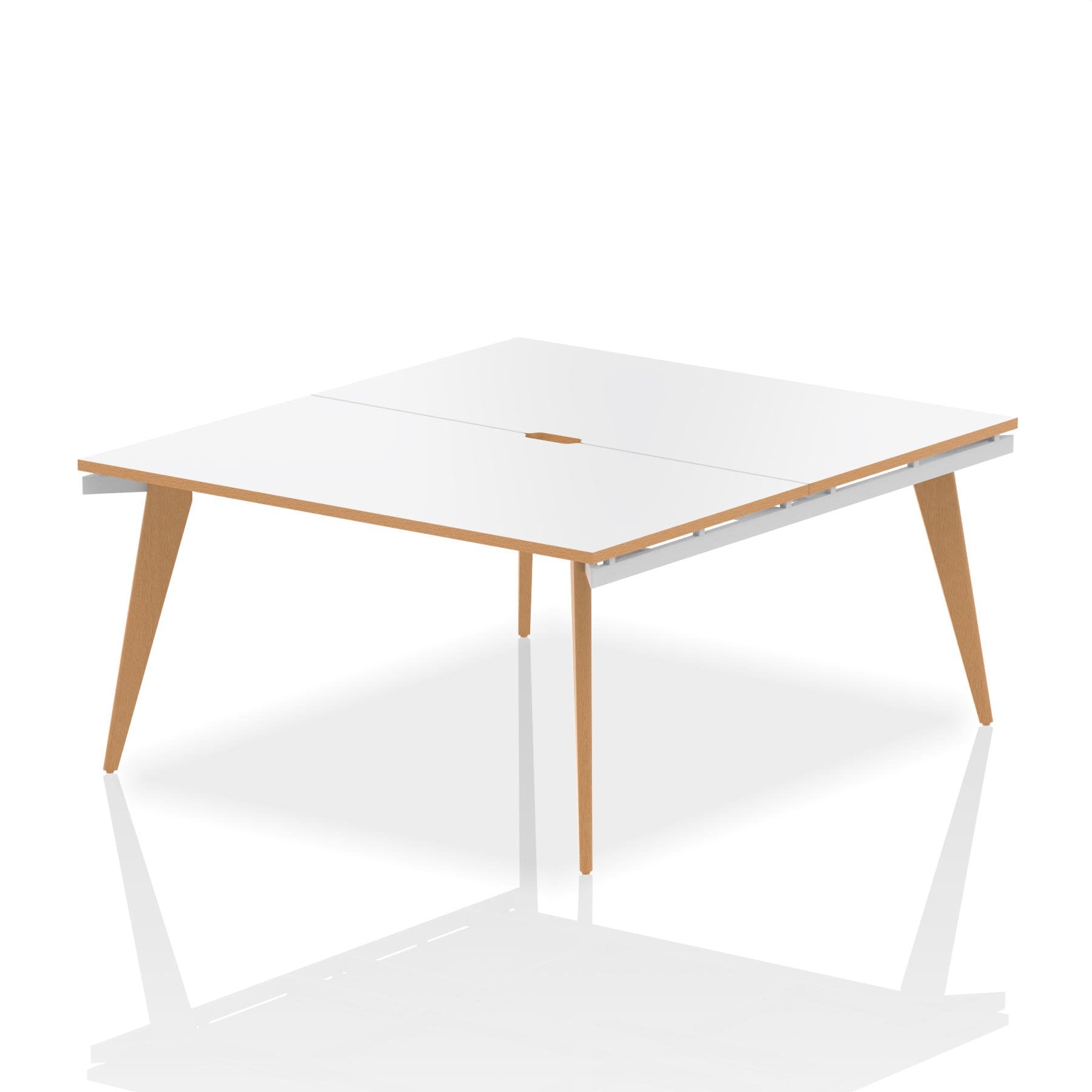 Oslo 1400mm Back to Back 2 Person Desk White Top Natural Wood Edge White Frame OSL0106 DD