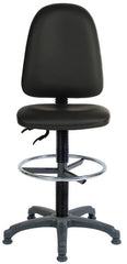 Teknik Office Ergo Twin Draughtsman Medium Back PU Operator Office Chair With Ring Kit Conversion and Fixed Footrest Black - 2900PU/1163 DD