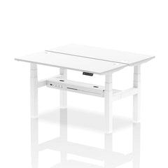 Dynamic Air Back-to-Back W1400 x D600mm Height Adjustable Sit Stand 2 Person Bench Desk With Cable Ports White Finish White Frame - HA01888 DD