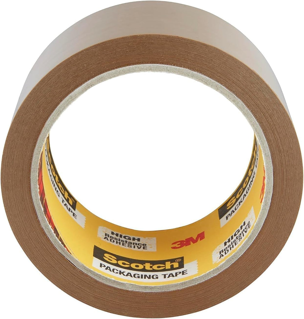 Scotch Secure Seal brown packaging tape 50mm x 50m roll for packing boxes and parcels, durable shipping supply.