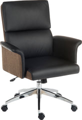 Elegance Gull Wing Medium Back Leather Look Executive Office Chair Black - 6951BLK DD