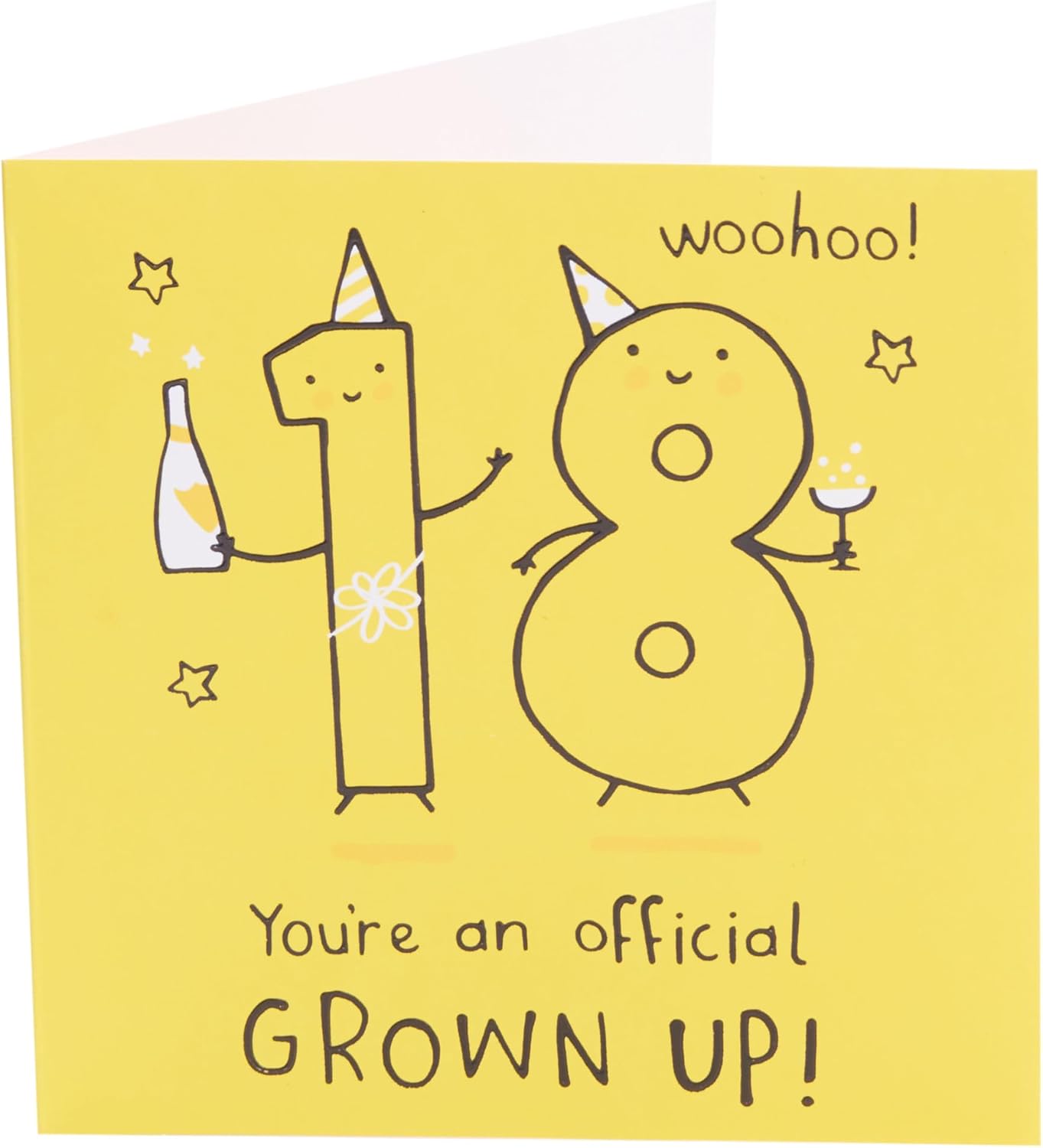 UK Greetings 18th Birthday Card for Him/Her/Friend - Yellow Design
