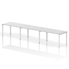 Impulse Single Row 3 Person Bench Desk W1400 x D800 x H730mm White Finish White Frame - IB00339 DD