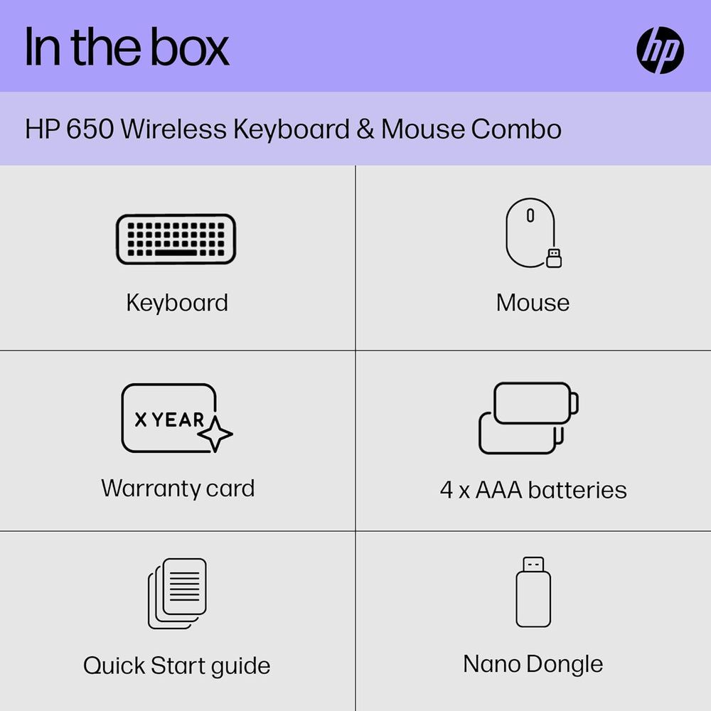 HP 650 Programmable Wireless Keyboard & Mouse Set | 20+ customisable keys and mouse sensitivity | 20+ months battery | Multi-surface use | 60% recycled materials | 4 batteries and nano dongle | Black