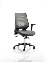 Relay Chair Leather Seat Silver Back With Arms OP000118 DD
