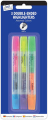 3 Double-Ended Highlighters,6 Colours