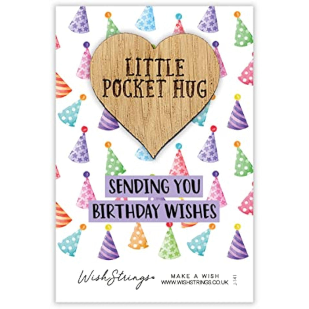 Second Nature Sending You Birthday Wishes pocket hug wish token keepsake gift with engraved message and decorative design.