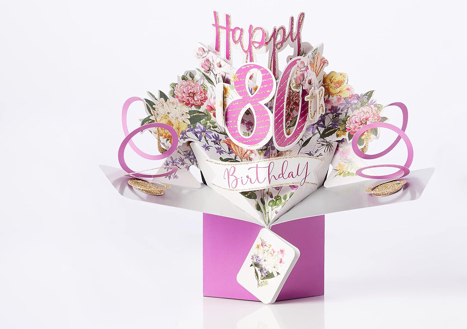 Second Nature 3D pop-up 80th birthday greeting card with colorful design and festive details, perfect for celebrating a milestone.