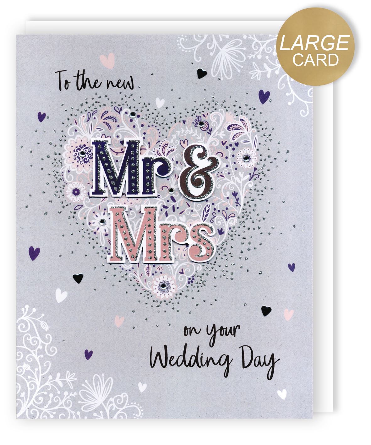 Second Nature Mr & Mrs heart wedding greeting card with elegant text design, ideal for wedding celebrations and heartfelt messages.