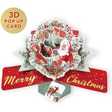 Second Nature wreath greeting card featuring a festive holiday design with Santa, ideal for seasonal greeting messages.