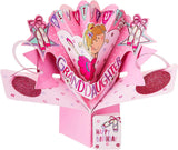 Granddaughter birthday pop-up greeting card by Second Nature featuring a colorful 3D design and intricate paper craft elements.