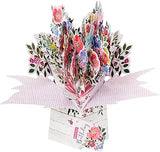 Second Nature Happy Birthday bouquet of flowers 3D pop-up greeting card with colorful floral design and intricate paper craftsmanship.