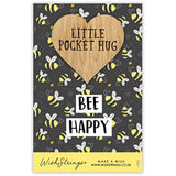 Second Nature Bee Happy Bumblebee pocket hug keepsake gift token with a cute bumblebee design on a small, engraved keepsake token.