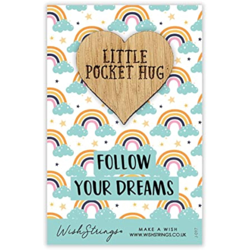 Second Nature Follow Your Dreams Little Pocket Hug Wish Token keepsake gift with engraved message and small charm.