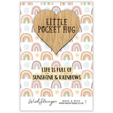 Second Nature keepsake gift featuring a colorful rainbow and sunshine design on a small pocket hug wish token.