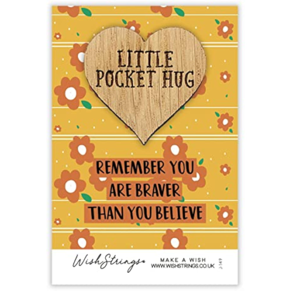 Second Nature "You Are Braver Than You Believe" pocket hug wish token keepsake gift with engraved message and inspiring design.