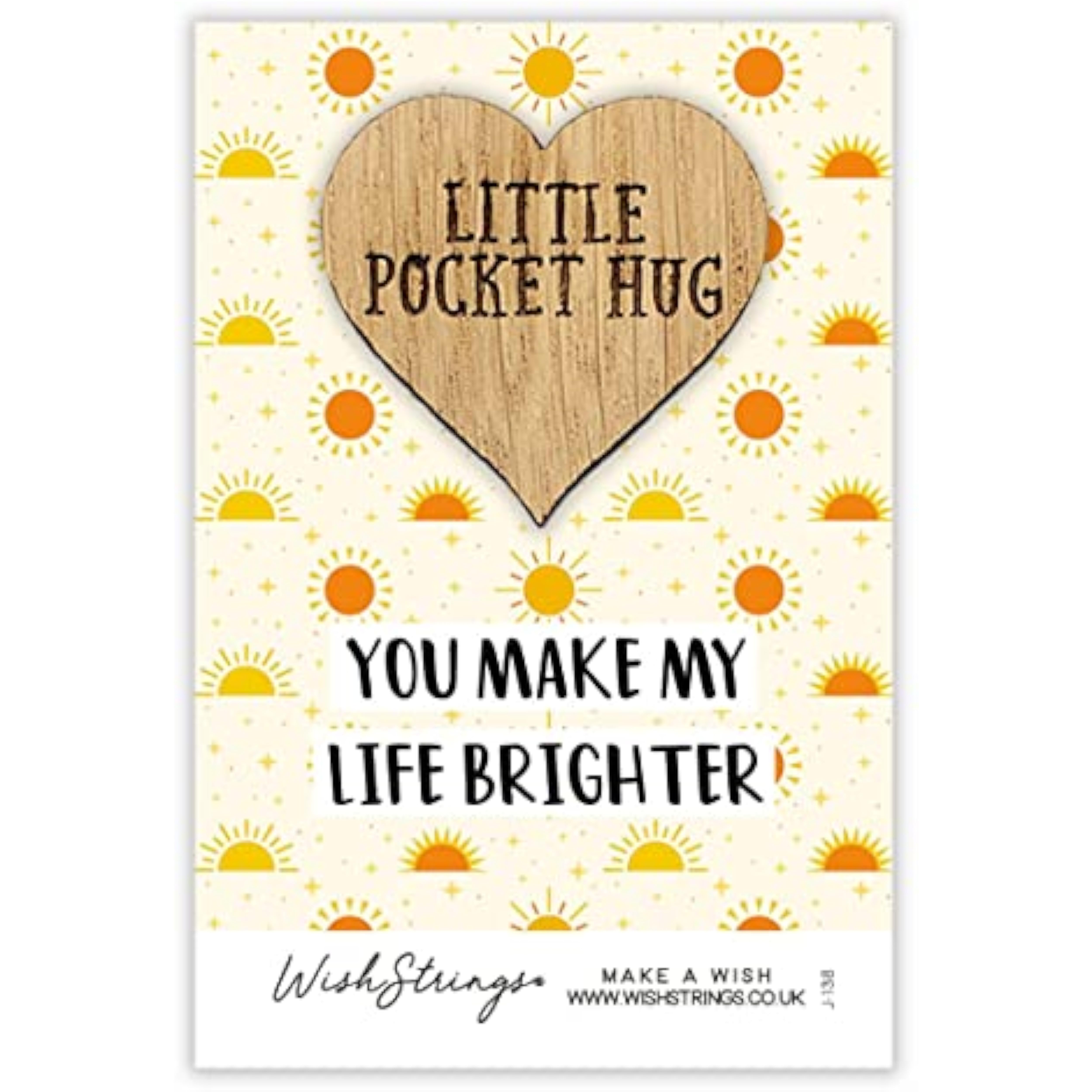 Second Nature "You Make My Life Brighter" pocket hug wish token keepsake gift with engraved message, small keepsake token.