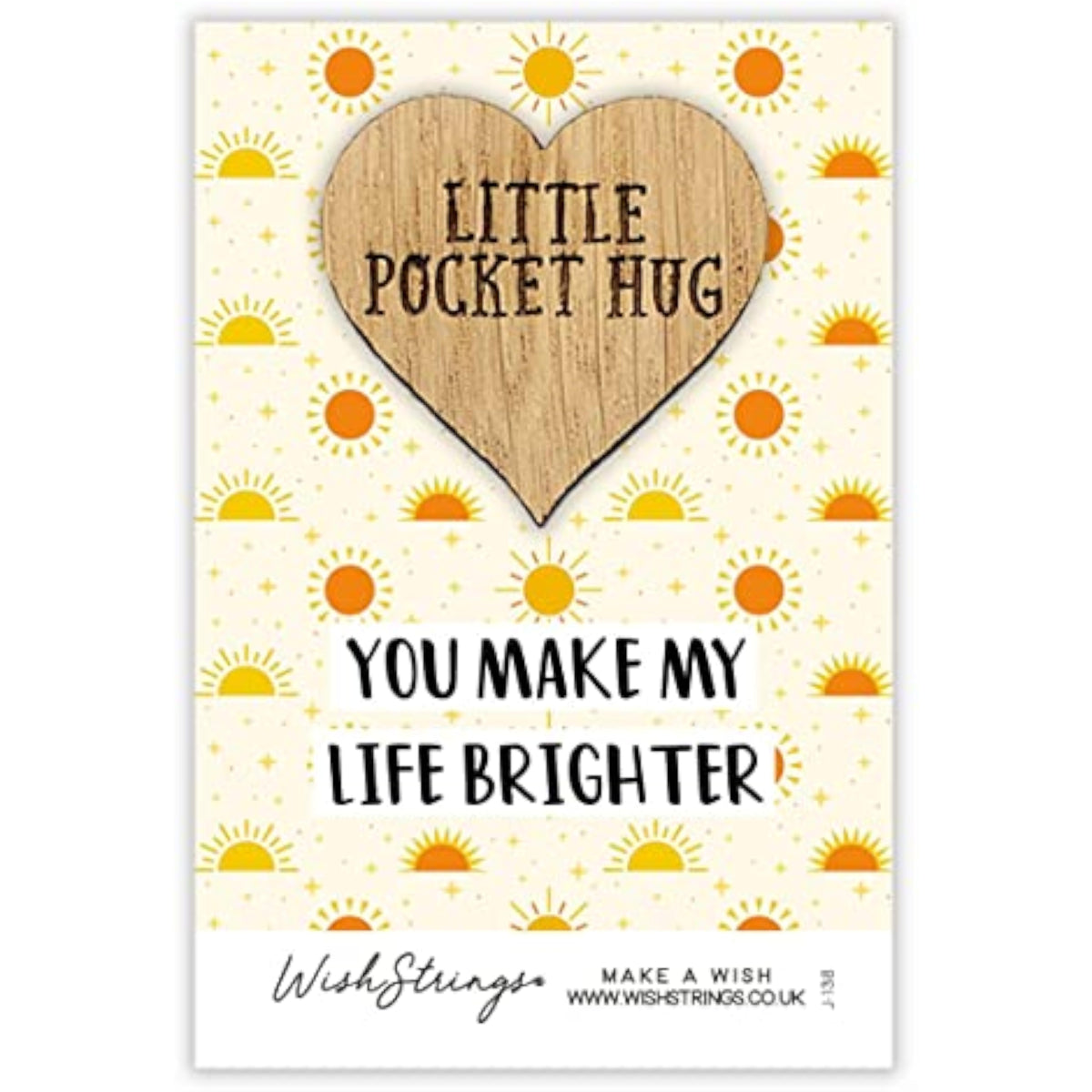 Second Nature "You Make My Life Brighter" pocket hug wish token keepsake gift with engraved message, small keepsake token.