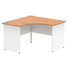 Impulse Corner Office Desk W1200 x D1200 x H730mm Panel End Leg Oak Finish White Frame - TT000129 DD