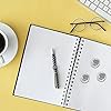 Silver self-adhesive metal pen holder from Send It By, designed for organizing pens and office accessories on desks.