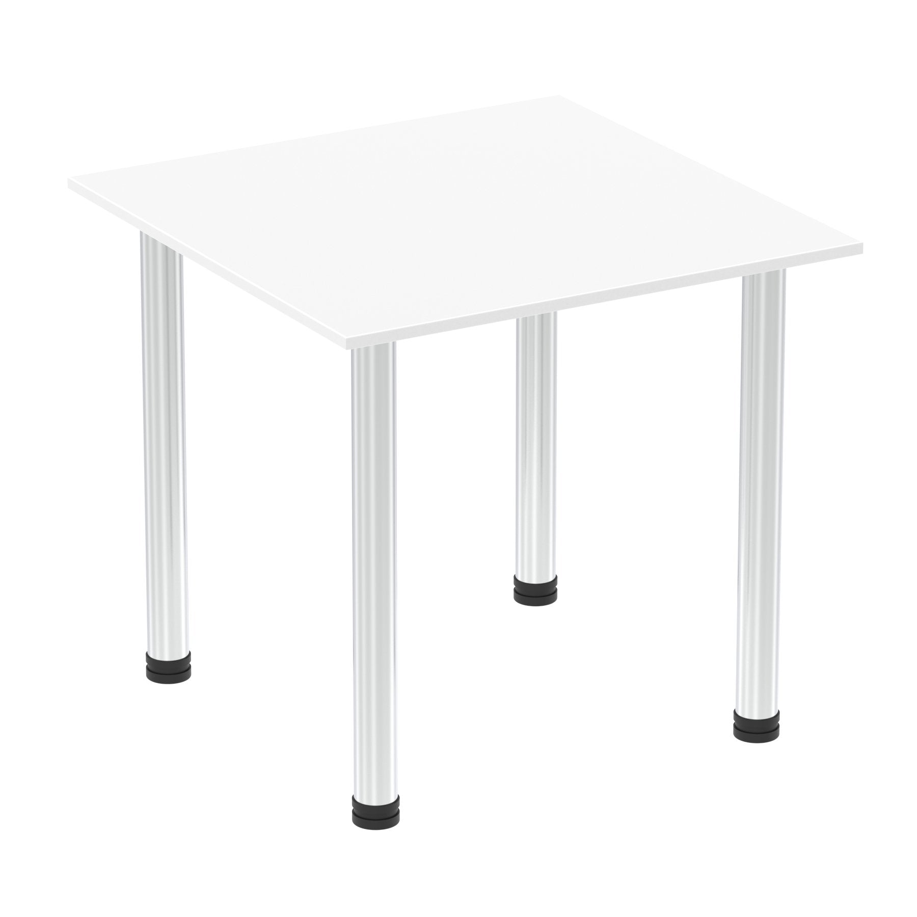 Impulse 800mm Square Table White Top Chrome Post Leg I003579 DD
