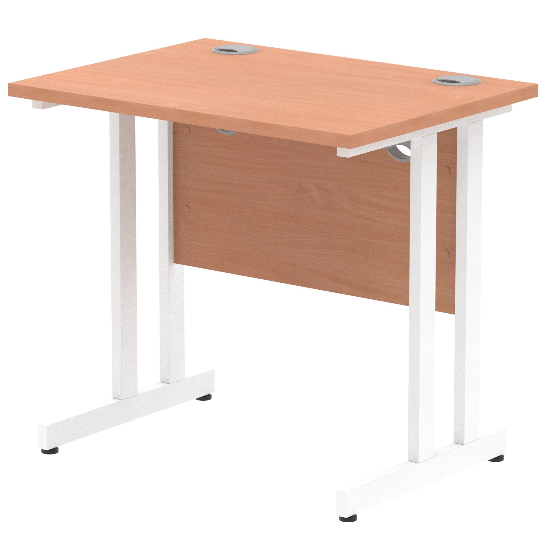 Impulse 800 x 600mm Straight Desk Beech Top White Cantilever Leg MI002885 DD