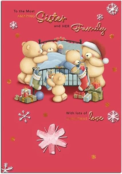 Christmas Greeting Card for Sister and Family with Festive Seasonal Design and Loving Wishes