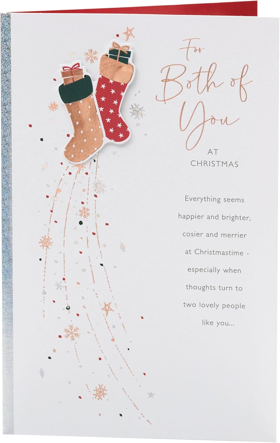 UK Greetings Christmas Card for Both of You – Festive Stockings Design