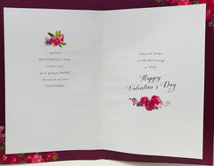 Wife Happy Valentine's Day Greeting Card - Red Dress Roses Lovely Verse with 3D Embellishment Sequins Glitter and Foil Finish