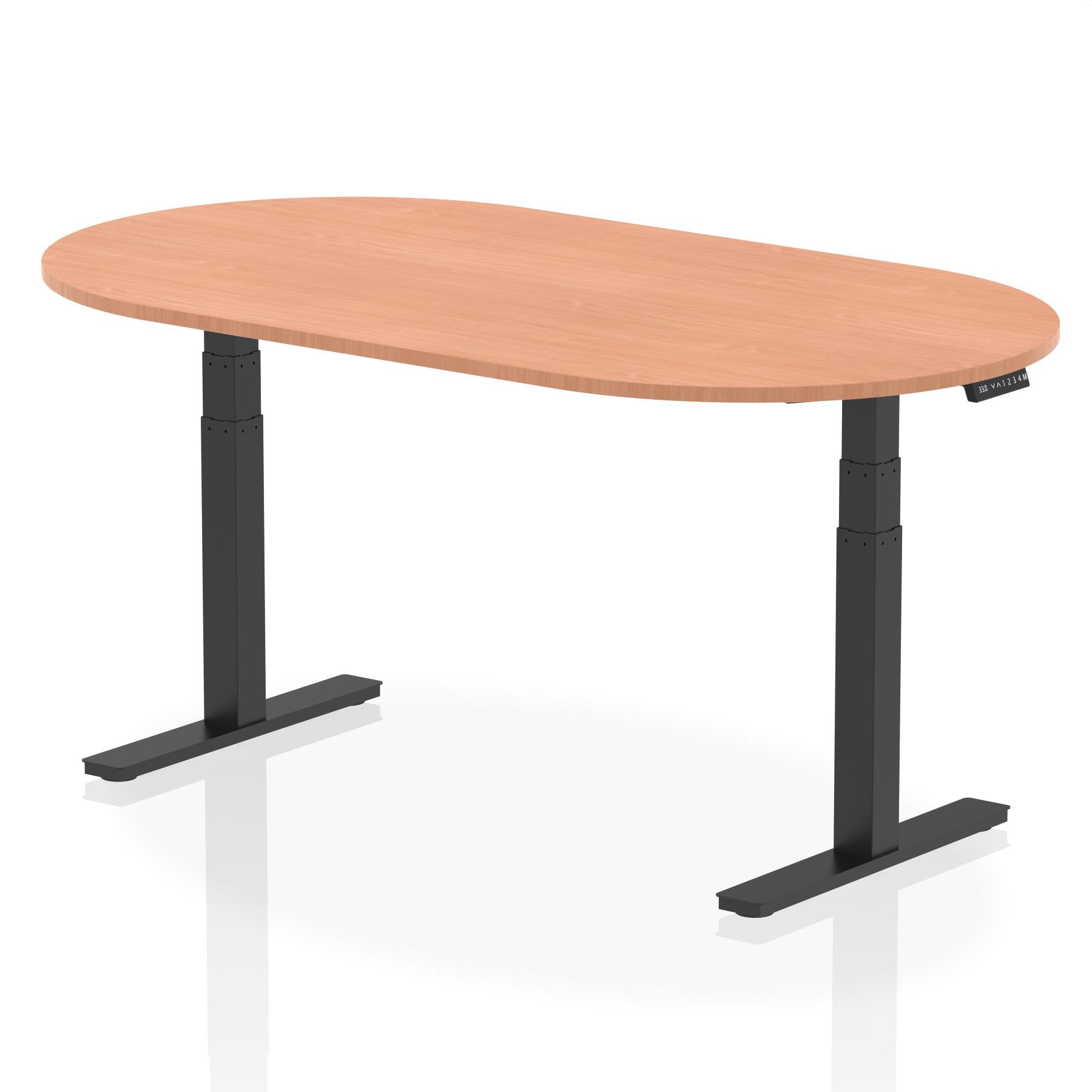 Dynamic Impulse W1800 x D1000 x H660-1310mm Height Adjustable Boardroom Table Beech Finish Black Frame - I005189 DD