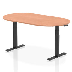 Dynamic Impulse W1800 x D1000 x H660-1310mm Height Adjustable Boardroom Table Beech Finish Black Frame - I005189 DD
