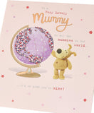 Boofle Birthday Card For Mummy With Envelope - Sweet Design And Big World Globe