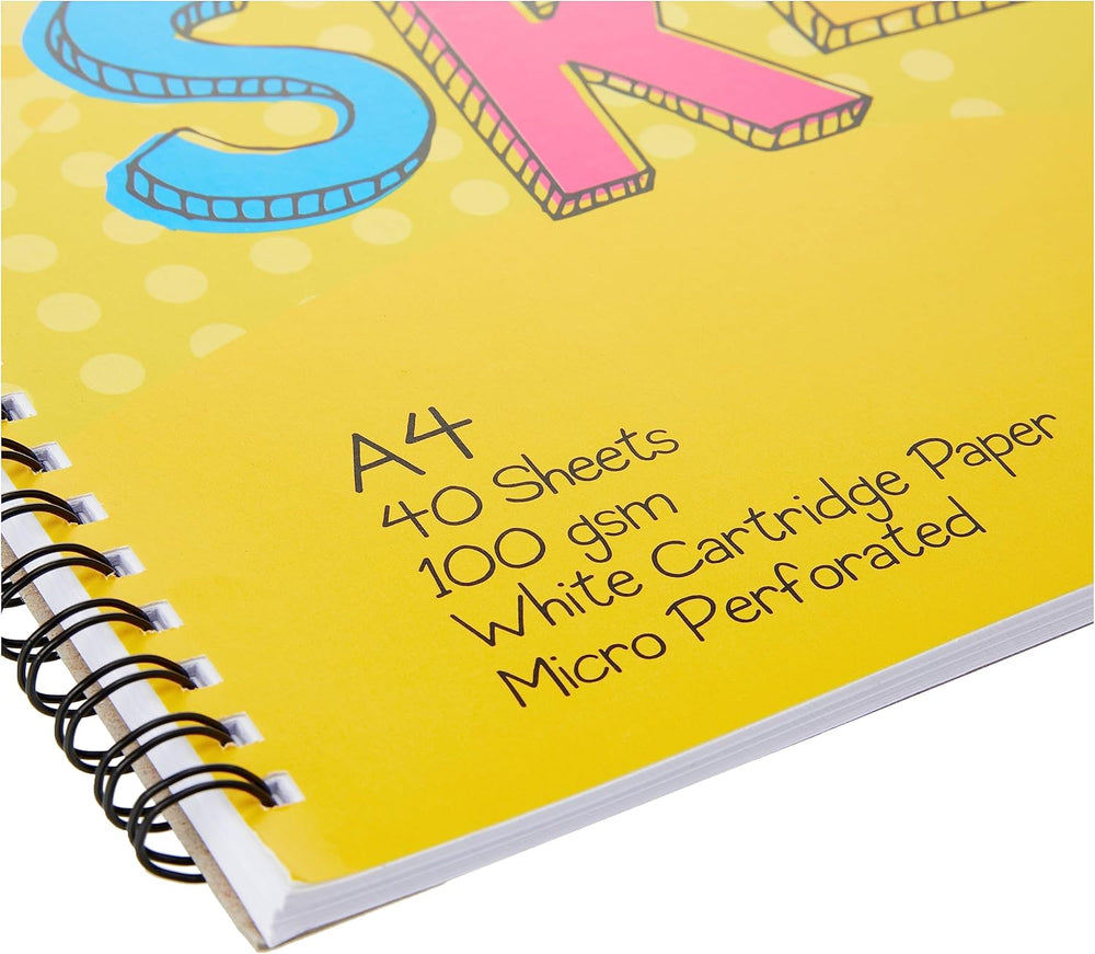 A4 spiral sketch pad by Silvine with blank white pages, ideal for drawing and sketching in art supplies and stationery.