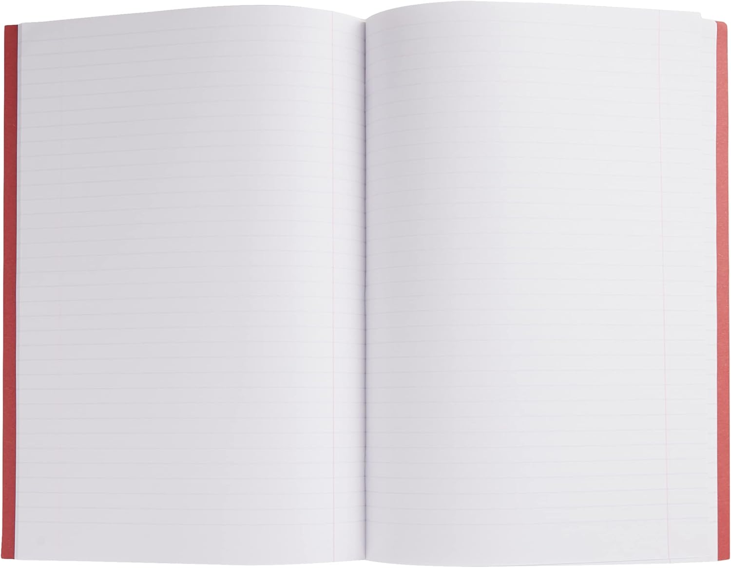 Red A4 Silvine exercise notebook with lined pages and margin for note-taking and writing.