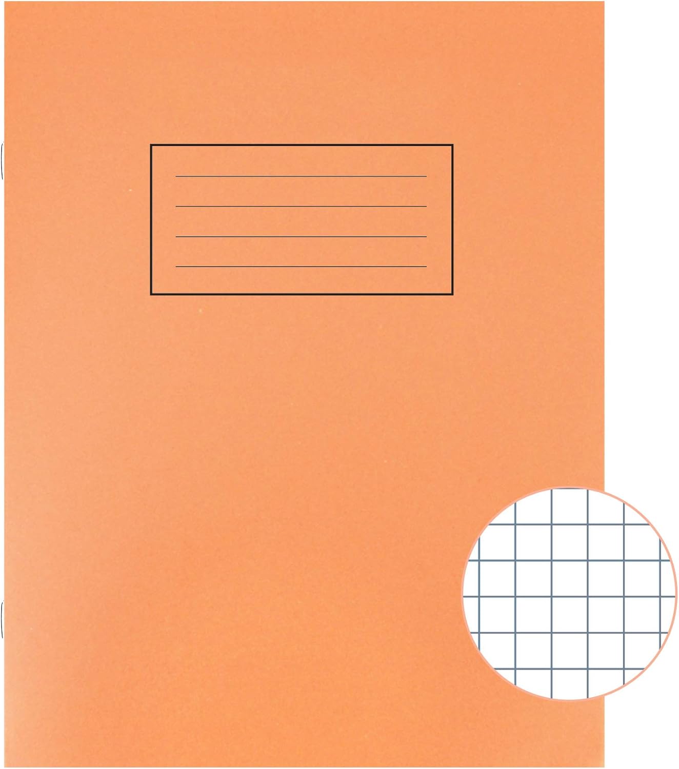 Orange Silvine exercise book with 80 pages, 5mm square grid, measuring 229x178mm, featuring a durable cover and spiral binding