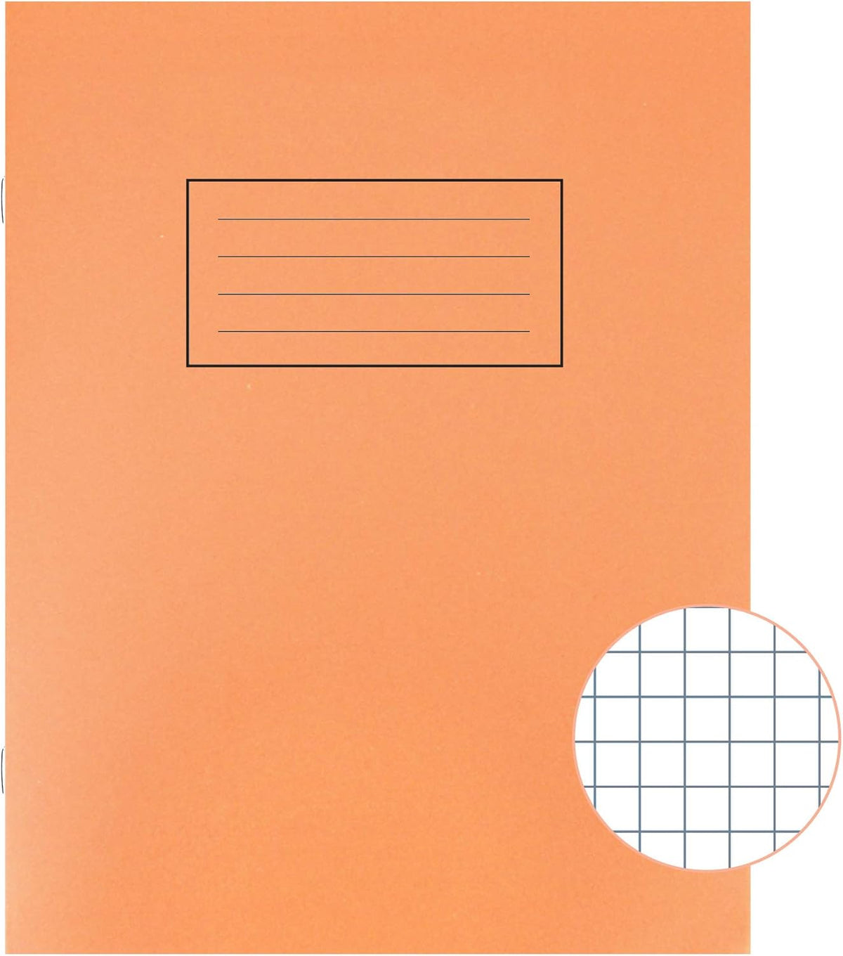 Orange Silvine exercise book with 80 pages, 5mm square grid, measuring 229x178mm, featuring a durable cover and spiral binding