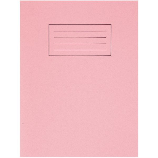 Pink Silvine exercise notebook with plain pages, 229 x 178mm, featuring a durable cover and compact design for writing and note-taking.
