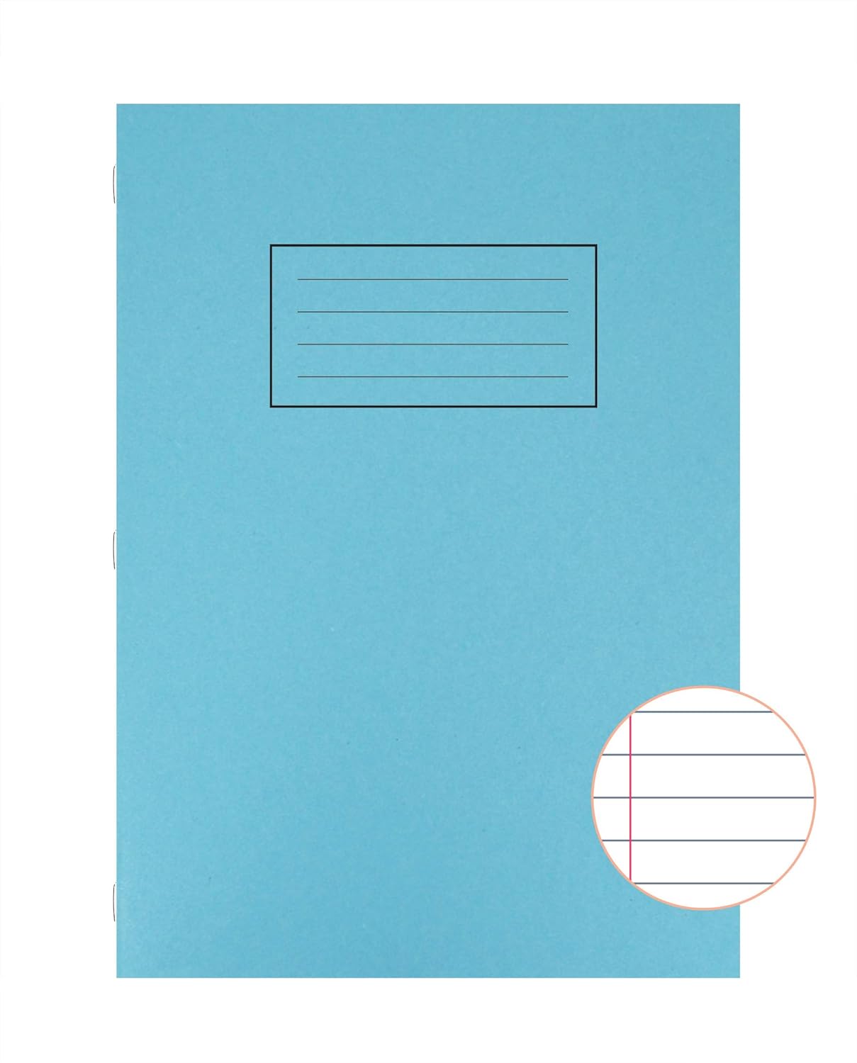 Blue Silvine exercise book with ruled pages, 229 x 178mm, featuring a durable cover and spiral binding for note-taking.