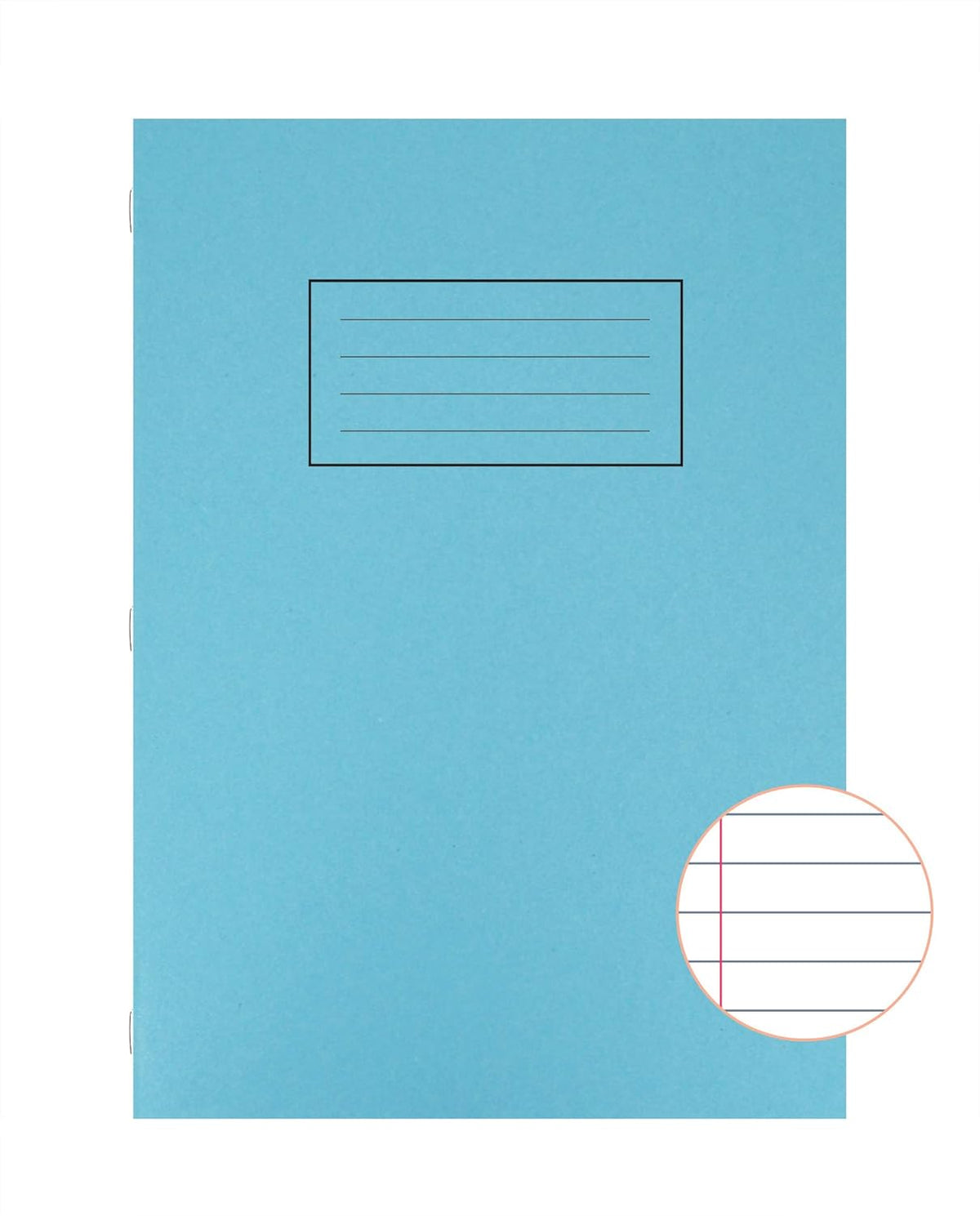 Blue Silvine exercise book with ruled pages, 229 x 178mm, featuring a durable cover and spiral binding for note-taking.