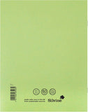 Green Silvine exercise notebook with ruled pages measuring 229 x 178mm, ideal for note-taking and writing.