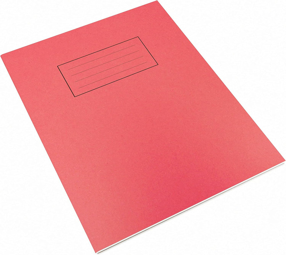 Red Silvine exercise notebook with ruled pages, 80 sheets, measuring 229 x 178mm, featuring margin lines and a durable cover.
