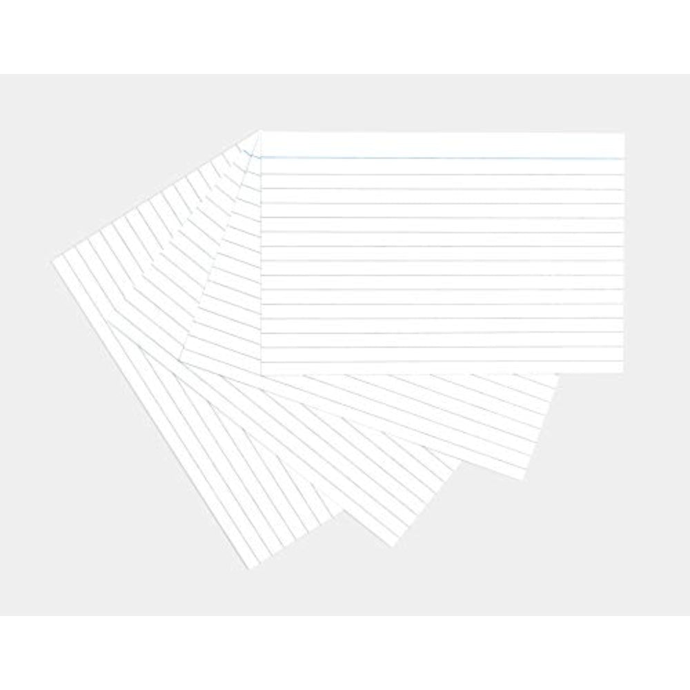 Silvine pack of 100 white 6 x 4-inch feint ruled record cards for note-taking and organizing information.