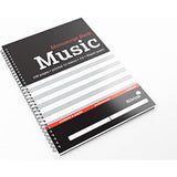 Silvine A4 Music Manuscript Book with 12 staves and 100 pages, ideal for composing and music notation.