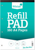 Silvine A4 refill pad with 5mm grey dot grid pages, 160 sheets, ideal for note-taking and stationery use.