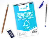Silvine FSC certified shorthand wirebound notepad with 160 lined pages for note-taking and writing.